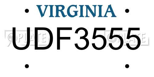 UDF3555 Virginia License Plate