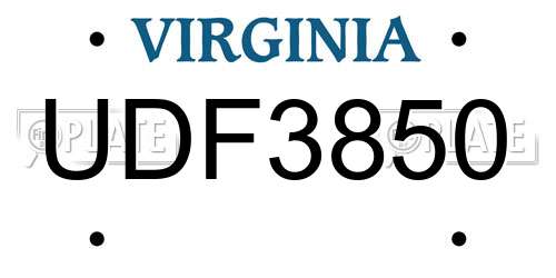 UDF3850 Virginia License Plate