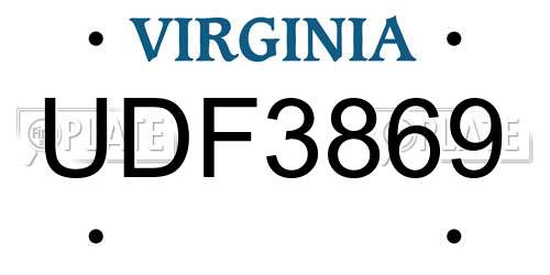 UDF3869 Virginia License Plate
