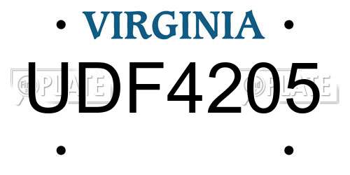 UDF4205 Virginia License Plate