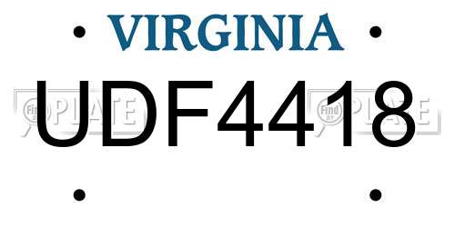 UDF4418 Virginia License Plate