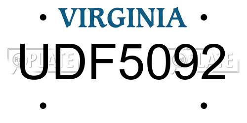 UDF5092 Virginia License Plate