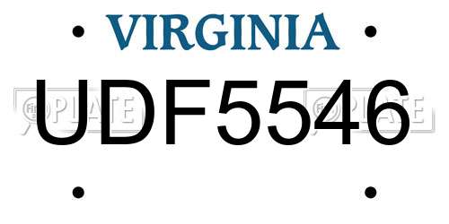 UDF5546 Virginia License Plate