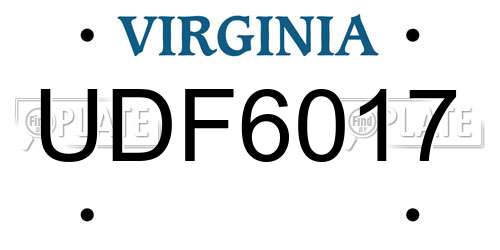 UDF6017 Virginia License Plate