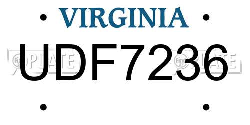 UDF7236 Virginia License Plate