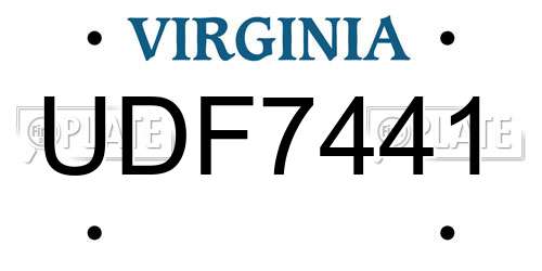 UDF7441 Virginia License Plate