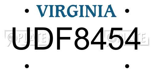 UDF8454 Virginia License Plate