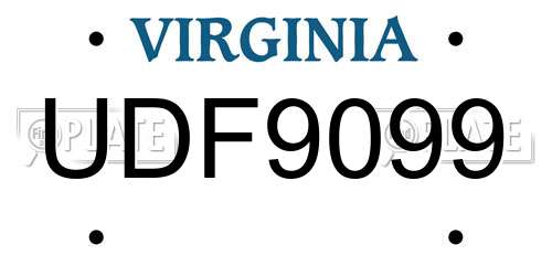 UDF9099 Virginia License Plate