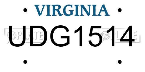 UDG1514 Virginia License Plate