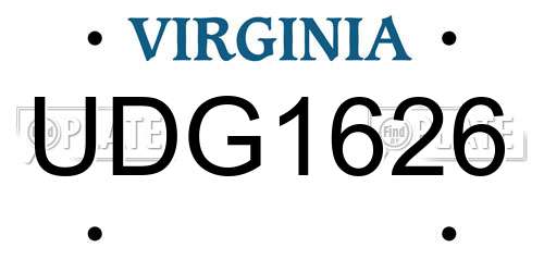 UDG1626 Virginia License Plate