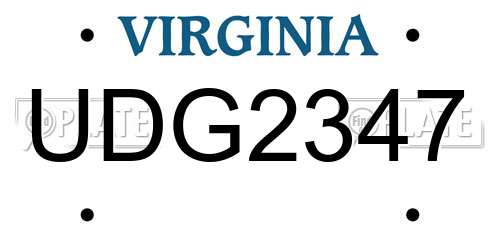 UDG2347 Virginia License Plate