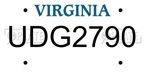 UDG2790 Virginia License Plate