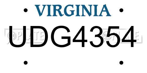 UDG4354 Virginia License Plate