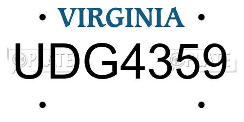 UDG4359 Virginia License Plate