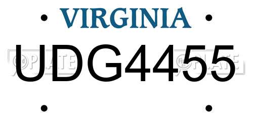 UDG4455 Virginia License Plate