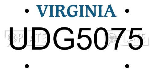 UDG5075 Virginia License Plate