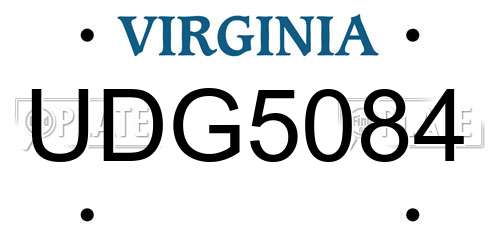 UDG5084 Virginia License Plate