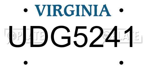 UDG5241 Virginia License Plate