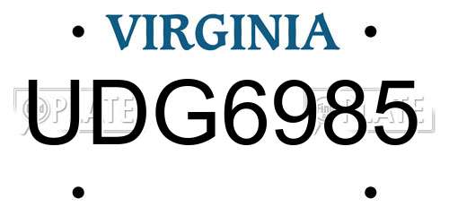 UDG6985 Virginia License Plate