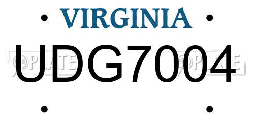 UDG7004 Virginia License Plate