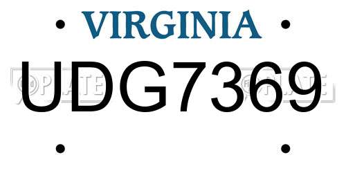 UDG7369 Virginia License Plate