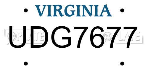 UDG7677 Virginia License Plate