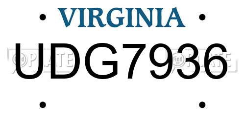 UDG7936 Virginia License Plate