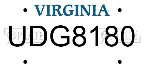 UDG8180 Virginia License Plate