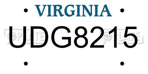 UDG8215 Virginia License Plate
