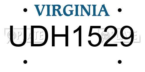 UDH1529 Virginia License Plate