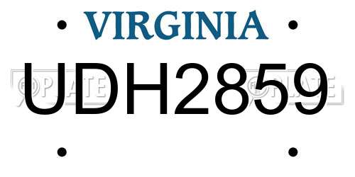 UDH2859 Virginia License Plate