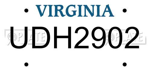 UDH2902 Virginia License Plate