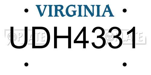UDH4331 Virginia License Plate
