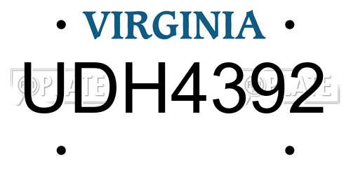 UDH4392 Virginia License Plate