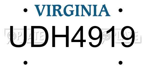 UDH4919 Virginia License Plate