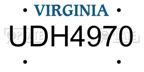 UDH4970 Virginia License Plate