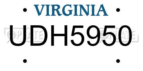 UDH5950 Virginia License Plate