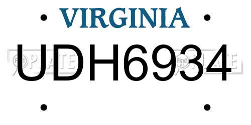 UDH6934 Virginia License Plate
