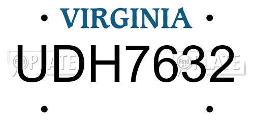 UDH7632 Virginia License Plate