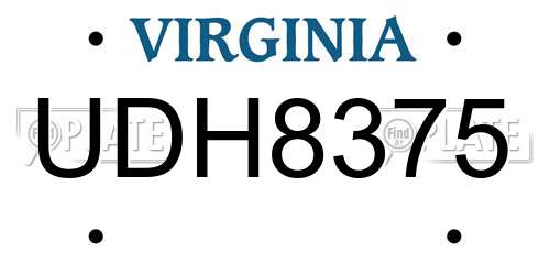 UDH8375 Virginia License Plate