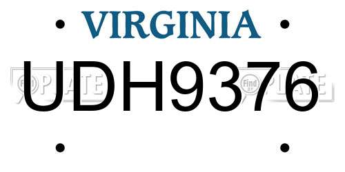 UDH9376 Virginia License Plate