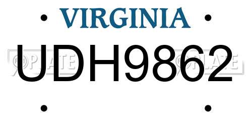 UDH9862 Virginia License Plate