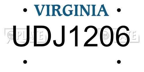 UDJ1206 Virginia License Plate