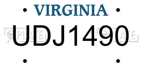 UDJ1490 Virginia License Plate