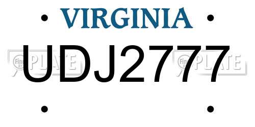 UDJ2777 Virginia License Plate