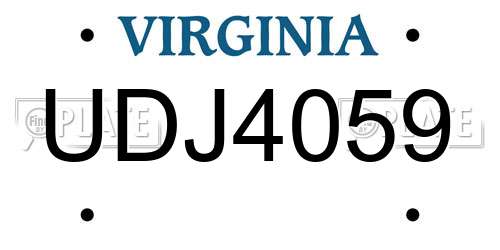 UDJ4059 Virginia License Plate