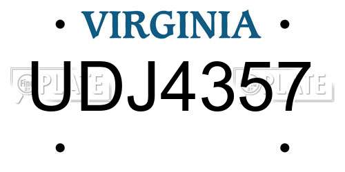 UDJ4357 Virginia License Plate