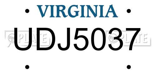 UDJ5037 Virginia License Plate