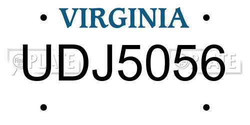 UDJ5056 Virginia License Plate