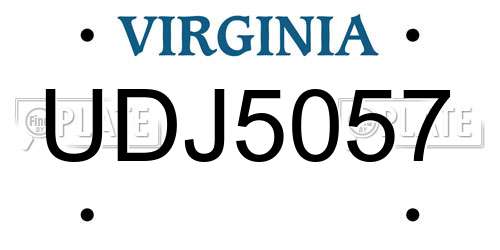 UDJ5057 Virginia License Plate